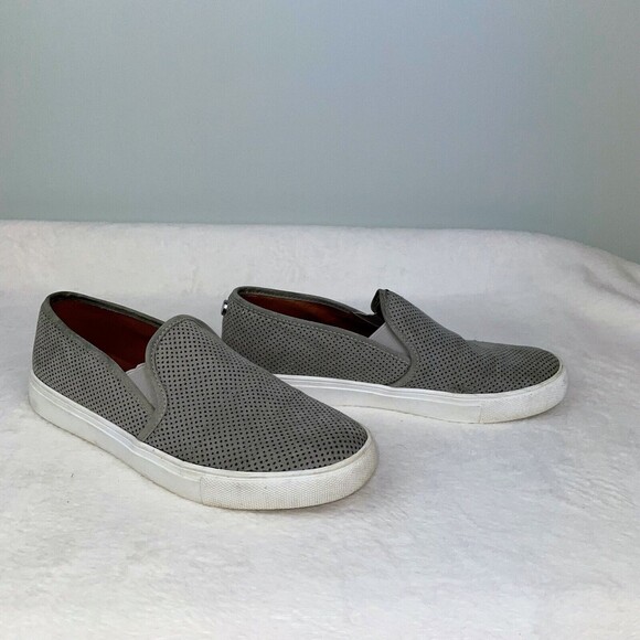 Steve Madden Zarayy Perforated Faux Suede Slip on Sneakers Flats Grey Womens 8.5 - Picture 2 of 10